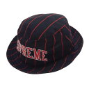 Supreme シュプリーム 帽子 16SS Stripe Mesh Crusher ストライプ メッシュ クラッシャー ハット ブラック系 メンズ【中古】