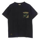 A BATHING APE アベイシングエイプ タイガーカモ ポケット 半袖 Tシャツ L ブラック系 L メンズ【古着】【中古】