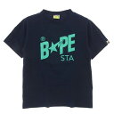 A BATHING APE アベイシングエイプ BAPE STA ベイプスタ ロゴ 半袖 Tシャツ ネイビー L ネイビー系 メンズ【古着】【中古】
