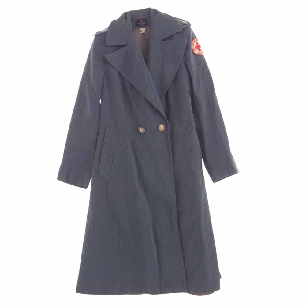 アバクロンビー&フィッチ ABERCROMBIE & FITCH ヴィンテージ 20s 30s 黒タグ ダブル ロング コート RED CROSS SERVICE グレー系 メンズ【古着】【中古】
