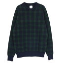 ミスタージェントルマン MISTERGENTLEMAN MGJ-KN10 TARTAN CHECK KNIT タータン チェック ニット ネイビー系 M メンズ【古着】【中古】