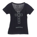 CHROME HEARTS クロムハーツ（原本無） Tシャツ CHプラス プリント ロゴ Vネック 半袖 Tシャツ ブラック系 M レディース【古着】【中古】