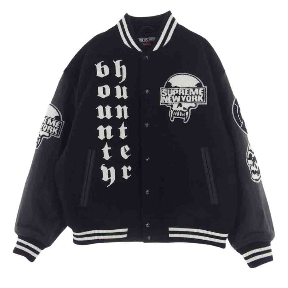 Supreme シュプリーム スタジャン 23AW BOUNTY HUNTER バウンティーハンター Hunter Varsity Jacket ワッペン付き レザー スタジャン ブルゾン ブラック系 M 【極上美品】 メンズ【古着】【中古】