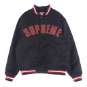 Supreme シュプリーム ジャケット 21SS × Mitchell Ness ミッチェル＆ネス Satin Varsity Jacket サテン バーシティ ジャケット ロゴ スタジャン ブラック系 M メンズ【古着】【中古】