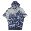 LOUIS VUITTON ルイ・ヴィトン 22AW RM222M N31 HNY28W モノグラム バンダナ ショートスリーブ フーディ パーカー ネイビー系 L メンズ【古着】【中古】