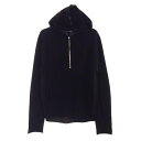 CHROME HEARTS クロムハーツ(原本無) カシミヤ100% クロスボールジップ バックレザークロスパッチ ハーフジップ パーカー メンズ【古着】【中古】