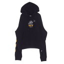 OFF-WHITE オフホワイト パーカー 20AW OMBB037F20FLE009 Free Spirit Wizard Hoodie フリースピリット バックプリント 刺繍 スウェット プルオーバー パーカー ブラック系 L メンズ【古着】【中古】