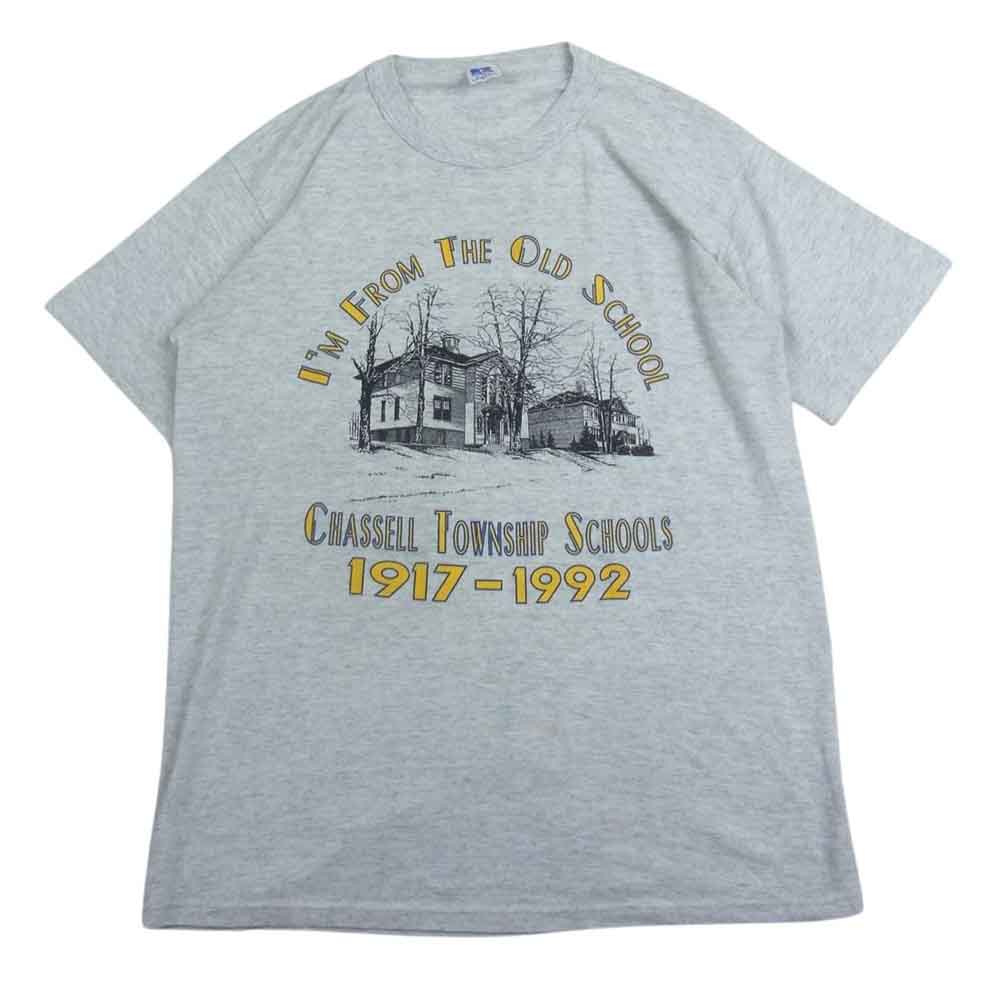 ラッセル アスレチック Russell Athletic 80s CHASSEL TOWNSHIP SCHOOLS プリント 半袖 Tシャツ グレー系 L メンズ【古着】【中古】