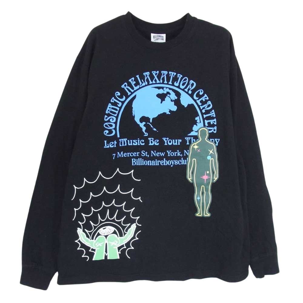 Billionaire Boys Club ビリオネアボーイズクラブ COSMIC L/S T-SHIRT コズミック プリント 長袖 Tシャツ ブラック系 M メンズ【古着】【中古】