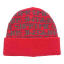 Supreme シュプリーム ニットキャップ 16AW 3M Reflective Repeat Beanie リフレクティブ リピート ビーニー ロゴ ニット キャップ 帽子 レッド系 メンズ【中古】