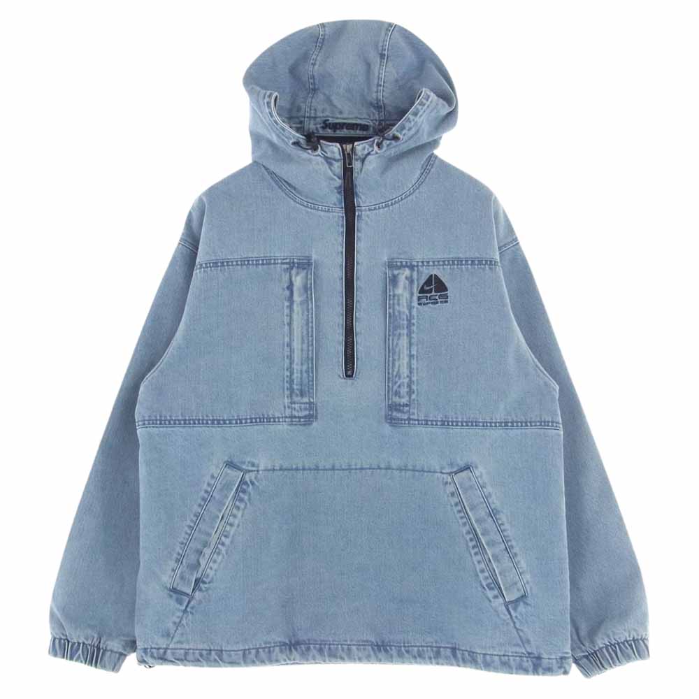 Supreme シュプリーム パーカー 22AW DN3245-469 × NIKE ACG ナイキ Denim Pullover デニム プルオーバ— ハーフジップ パーカー フーディー ライトブルー系 S 【美品】 メンズ【古着】【中古】