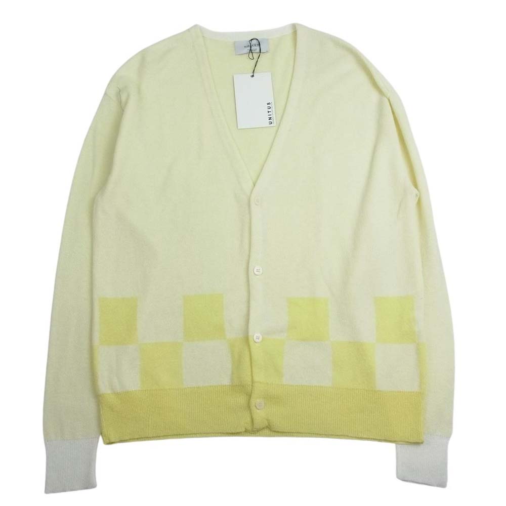 ユナイタス UNITUS UTSSS22-KN01 Cubic Cardigan キュービック カーディガン チェッカー柄 イエロー系 M メンズ【古着】【中古】