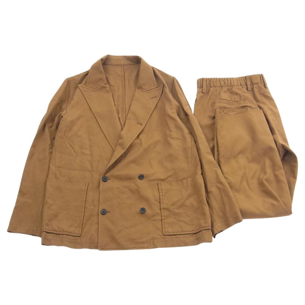 TOMORROWLAND トゥモローランド セットアップ 63-07-84-07502 63-04-84-04501 セットアップ ピークドラペル ダブルブレステッド 6B テーラード ジャケット スラックス パンツ ブラウン系 46/48 メンズ【古着】【中古】