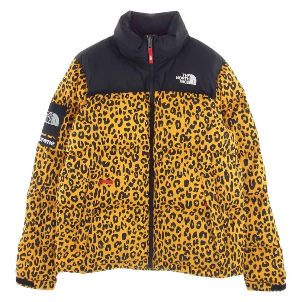 Supreme シュプリーム ダウンジャケット 11AW ND19100 × THE NORTH FACE ノースフェイス Nuptse Down Jacket Leopard ヌプシ レオパード ダウン ジャケット ブラック系 イエロー系 S メンズ【古着】【中古】