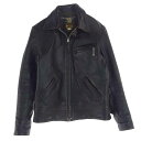 レインボーカントリー RAINBOW COUNTRY レザージャケット WALDES社製ジップ Horsehide Sports Jacket ホースハイド スポーツ ジャケット 馬革 レザー シングルライダース ジャケット ブラック系 38 メンズ【古着】【中古】