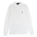 POLO RALPH LAUREN ポロ ラルフローレン SLIM FIT PIMA STRETCH MESH スリムフィット ストレッチ メッシュ 長袖 ポロシャツ ホワイト系 S メンズ【古着】【中古】