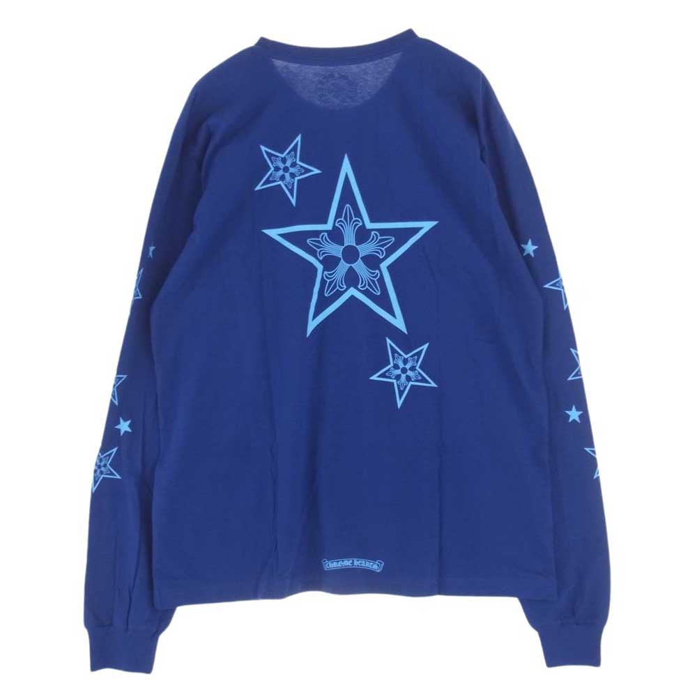 CHROME HEARTS クロムハーツ（原本無） Tシャツ Star L/S Tee スター クロスプリント ロングスリーブ 長袖 Tシャツ カットソー ロンT ブルー系 XL 【極上美品】 メンズ【古着】【中古】