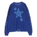 CHROME HEARTS クロムハーツ（原本無） Tシャツ Star L/S Tee スター クロスプリント ロングスリーブ 長袖 Tシャツ カットソー ロンT ブルー系 XL 【極上美品】 メンズ【古着】【中古】