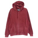 WACKO MARIA ワコマリア 18SS 18SS-WMO-ST01 VELOUR HOODED JACKET ベロア フーディー ジャケット ジップ パーカー エンジ系 M メンズ【古着】【中古】