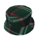 WOOLRICH ウールリッチ タータンチェック リバーシブル バケット ハット ウール グリーン系 グレー系 L メンズ【中古】