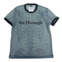 ダブレット doublet 22AW 22AW41CS245 SEE THROUGH PRINT T-SHIRT ボーン シアー シースルー 半袖 Tシャツ カットソー ブルー系 S メンズ【古着】【中古】