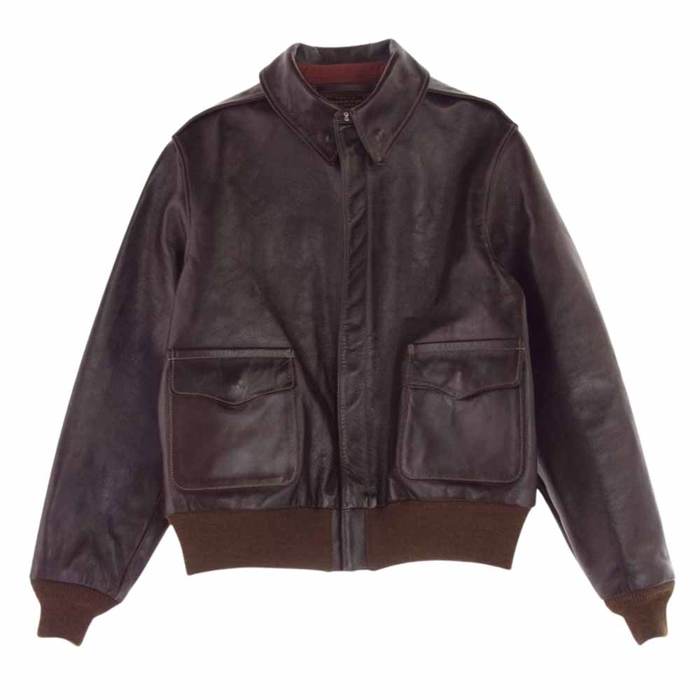 Buzz Rickson's バズリクソンズ ミリタリージャケット BR80593 Type A-2 CONTRACT No. W535 AC-23380 ROUGH WEAR CLOTHING CO ラフウェア 復刻 ホースハイド 馬革 レザー ジャケット ブラウン系 42  メンズ