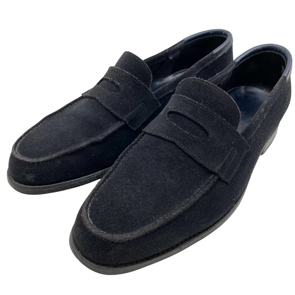 John Lobb ジョンロブ 4395 LOPEZ ロペス スエード レザー ローファー ブラック系 メンズ【中古】