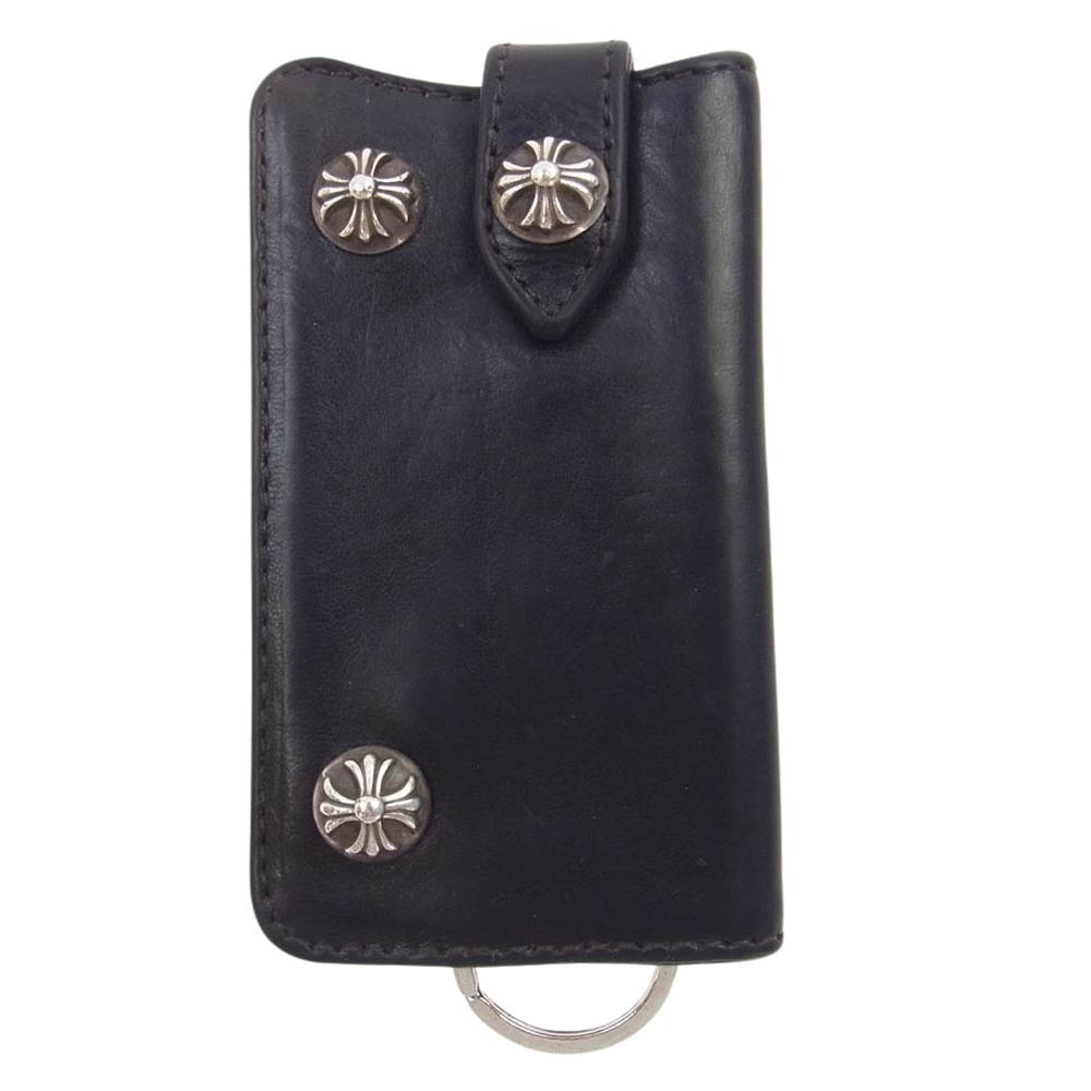 CHROME HEARTS クロムハーツ（原本無） キーケース KEY CASE クロス ボタン レザー キーケース ブラック系 メンズ【中古】