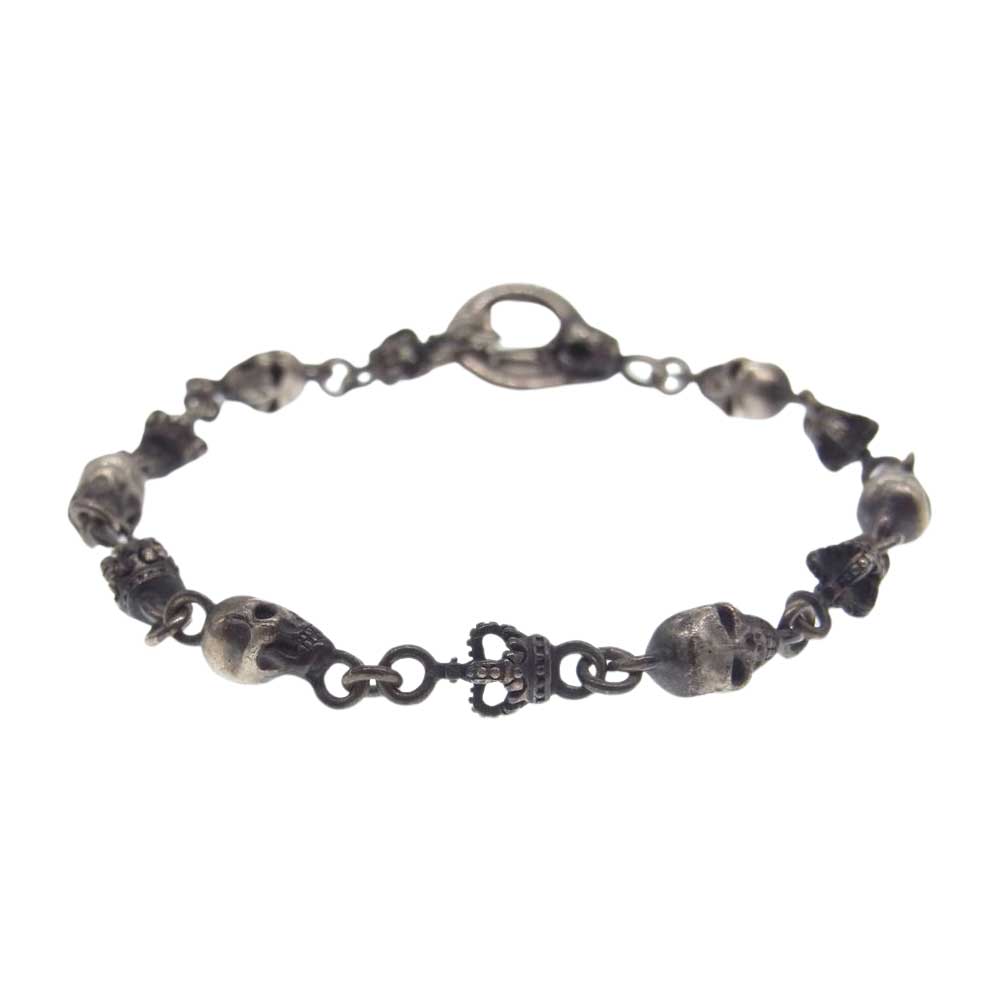 Justin Davis ジャスティンデイビス ブレスレット SBJ126 ギャランティ付属 SKULL DIVINE Bracelet スカル クラウン ブレスレット シルバー系 メンズ【中古】