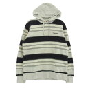 Supreme シュプリーム 17SS Striped Hooded Crewneck ストライプ フーデッド クルーネック スウェット パーカー ホワイト ブラック M ホワイト系 ブラック系 グレー系 M メンズ【古着】【中古】