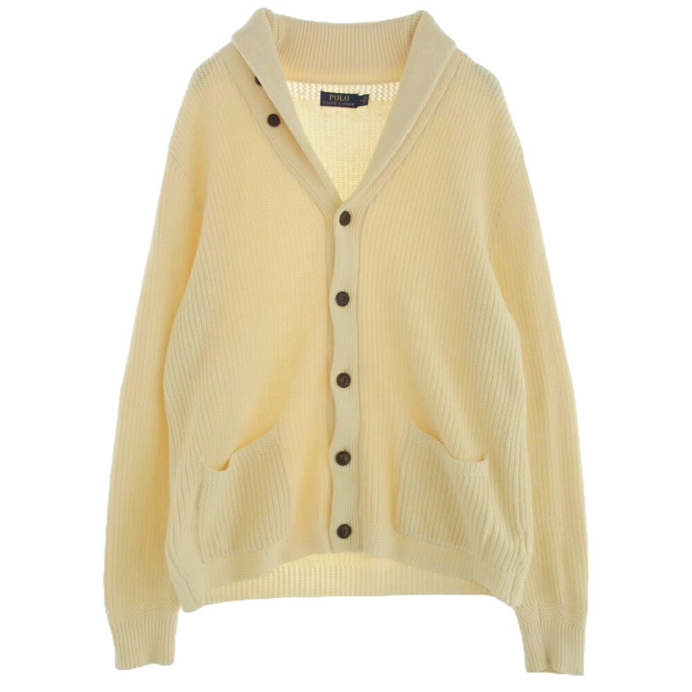 POLO RALPH LAUREN ポロ・ラルフローレン ショールカラー ニット カーディガン オフホワイト系 M メンズ【古着】【中古】