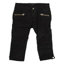NO ID. ノーアイディ ストレッチ ライダース デニム パンツ バイカー 七分丈 ブラック系 3 メンズ【古着】【中古】
