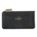 Kate Spade ケイトスペード グリマー グリッター ミックスド マテリアル ボックスド ラージ スリム カード ホルダー カードケース ブラック系 レデ...