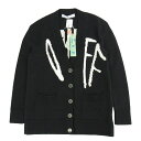 OFF-WHITE オフホワイト OWHB006F20KNI001 ロゴ インターシャ Vネック カーディガン ブラック系 40 【美品】 メンズ【古着】【中古】
