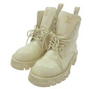 LOUIS VUITTON ルイ・ヴィトン 22AW D1 262 LV バロックライン モノグラムフラワー エナメル レースアップ レザーブーツ ホワイト系 7 メンズ【中古】