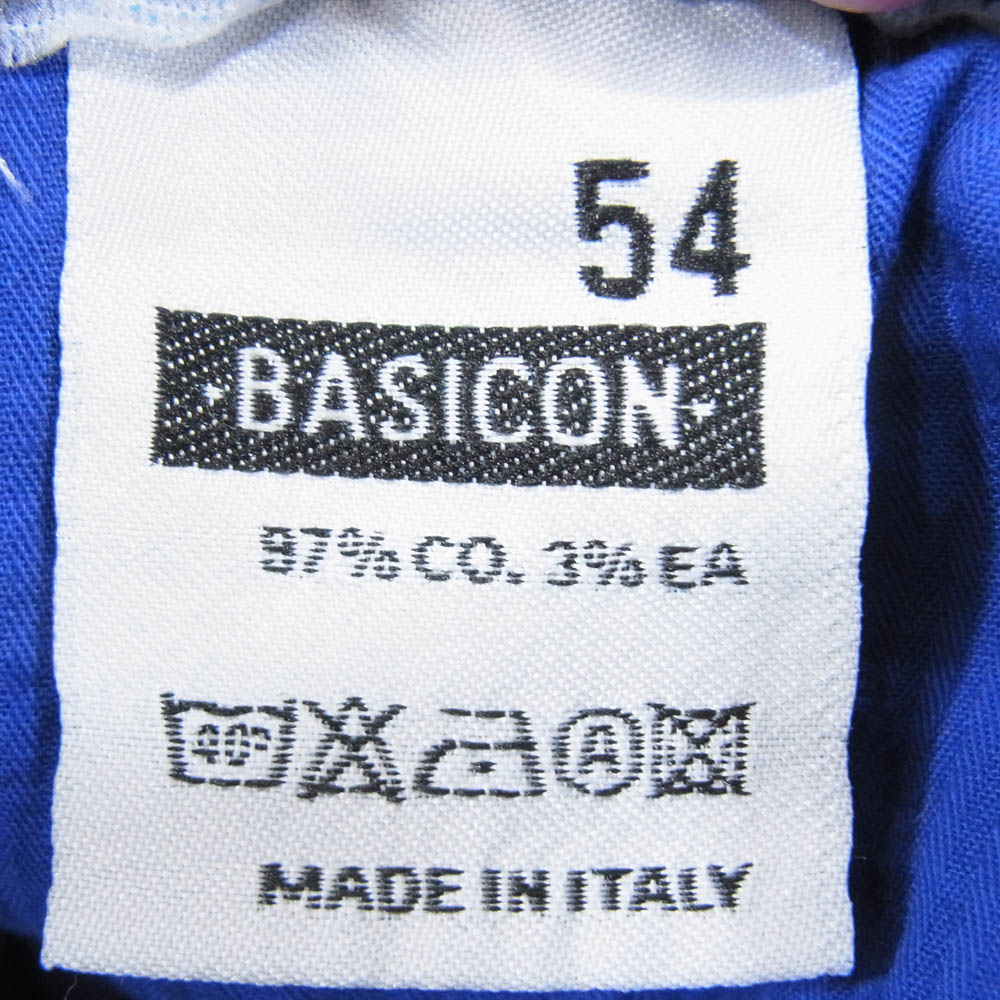ベイジコン basicon 紐ベルト付き コットン パンツ ボタンフライ ネイビー系 54 メンズ【古着】【中古】