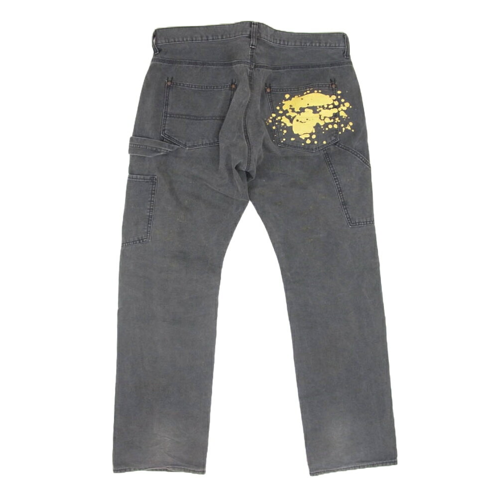 A BATHING APE アベイシングエイプ 001PT0301002X BAPE FACE PAINTER PANTS フェイス プリント ペインター パンツ ブラック系 L メンズ【古着】【中古】 2