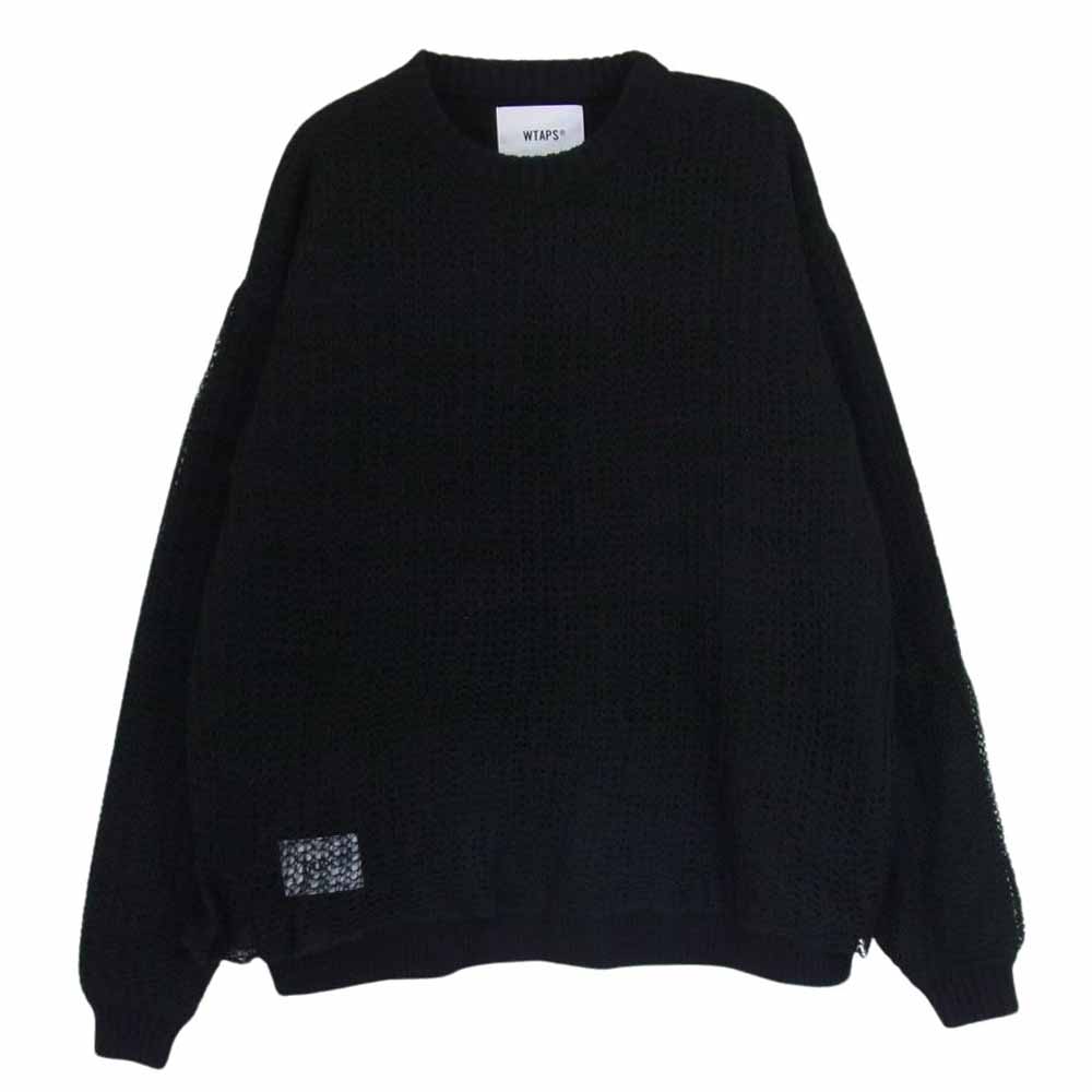 WTAPS ダブルタップス 23AW 232MADT-KNM02 OBSVR SWEATER クロスボーン レイヤード クルーネック ニット セーター ブラック系 X 02 【極上美品】 メンズ【古着】【中古】