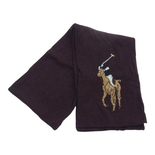 POLO RALPH LAUREN ポロ・ラルフローレン マフラー ビッグポニー プリント マフラー ワインレッド系 メンズ【中古】 POLO RALPH LAUREN ポロ・ラルフローレン マフラー ビッグポニー プリント マフラー ワインレッド系 メンズ【中古】