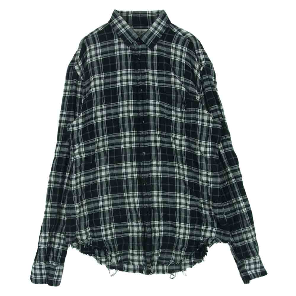 SAINT LAURENT T[ 411620 Y018P Raw Hem Flannel Shirt [w tl `FbN VH JbgIt Vc  ubNn O[n zCgn 38 15 YyÒzyÁz