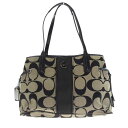 COACH コーチ トートバッグ シグネチャー キャンバス トート バッグ ブラック系 ベージュ系 メンズ【中古】