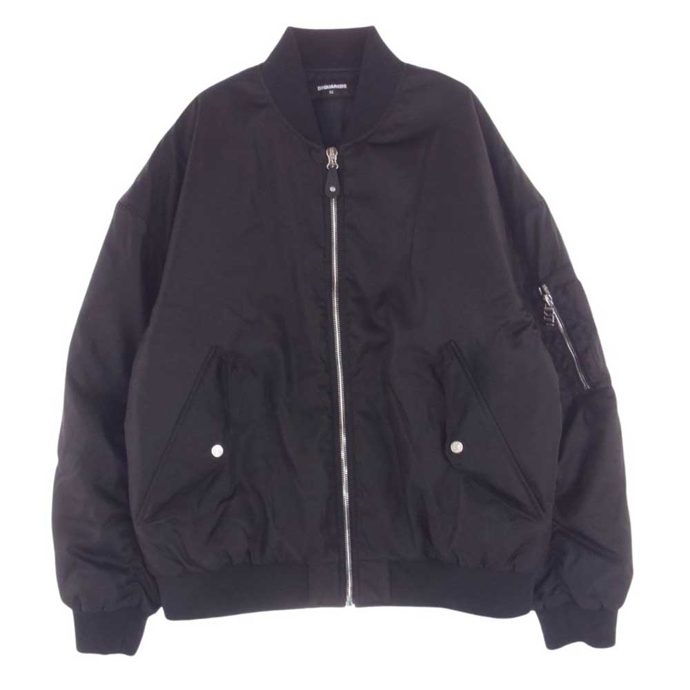 DSQUARED2 ディースクエアード ブルゾン 24SS S79AM0060 S49576 BOMBER JACK ボンバージャケット フライトジャケット MA-1 ブルゾン ICON ジップチャーム ブラック系 52 【美品】 メンズ【古着】【中古】