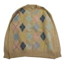 TRUSSARDI トラサルディ ウール アーガイル クルーネック ニット セーター ベージュ系 レディース【古着】【中古】