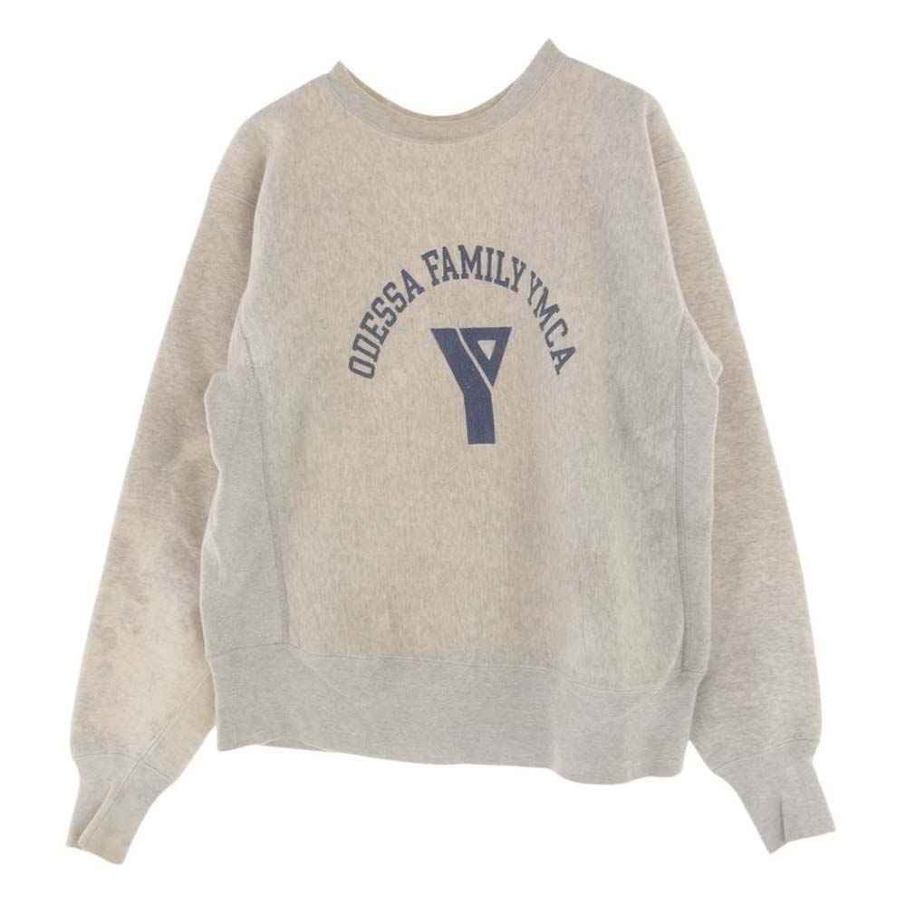 Champion チャンピオン スウェット ヴィンテージ 60s 70s タタキタグ最終 YMCA 染み込み プリント リバースウィーブ クルー スウェット グレー系 XL メンズ【古着】【中古】