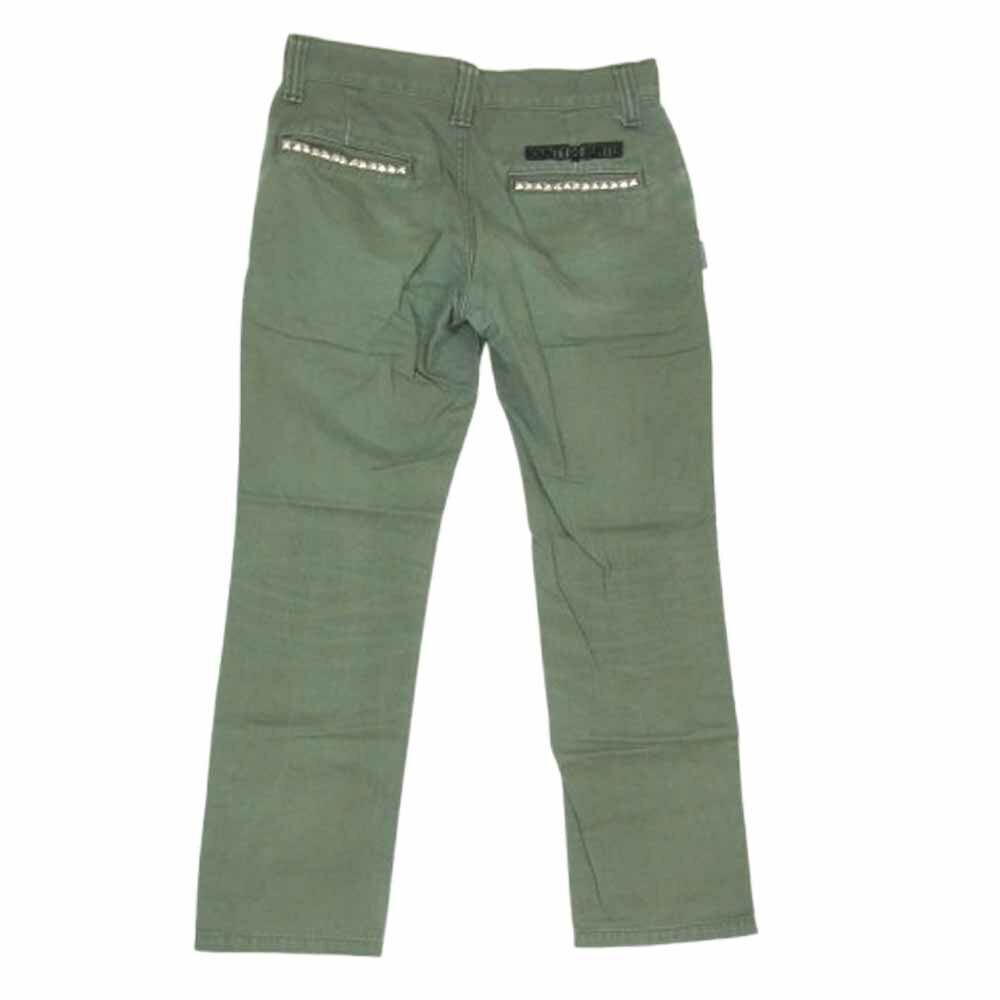 BOUNTY HUNTER バウンティーハンター ロゴ 刺繡 スタッズ パンツ カーキ系 32 メンズ【古着】【中古】