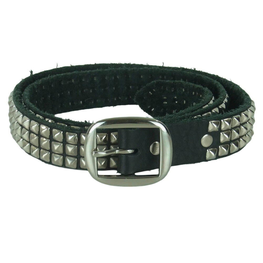 ソリッドブラス SOLID BRASS ピラミッドスタッズ レザー ベルト ブラック系 メンズ【中古】