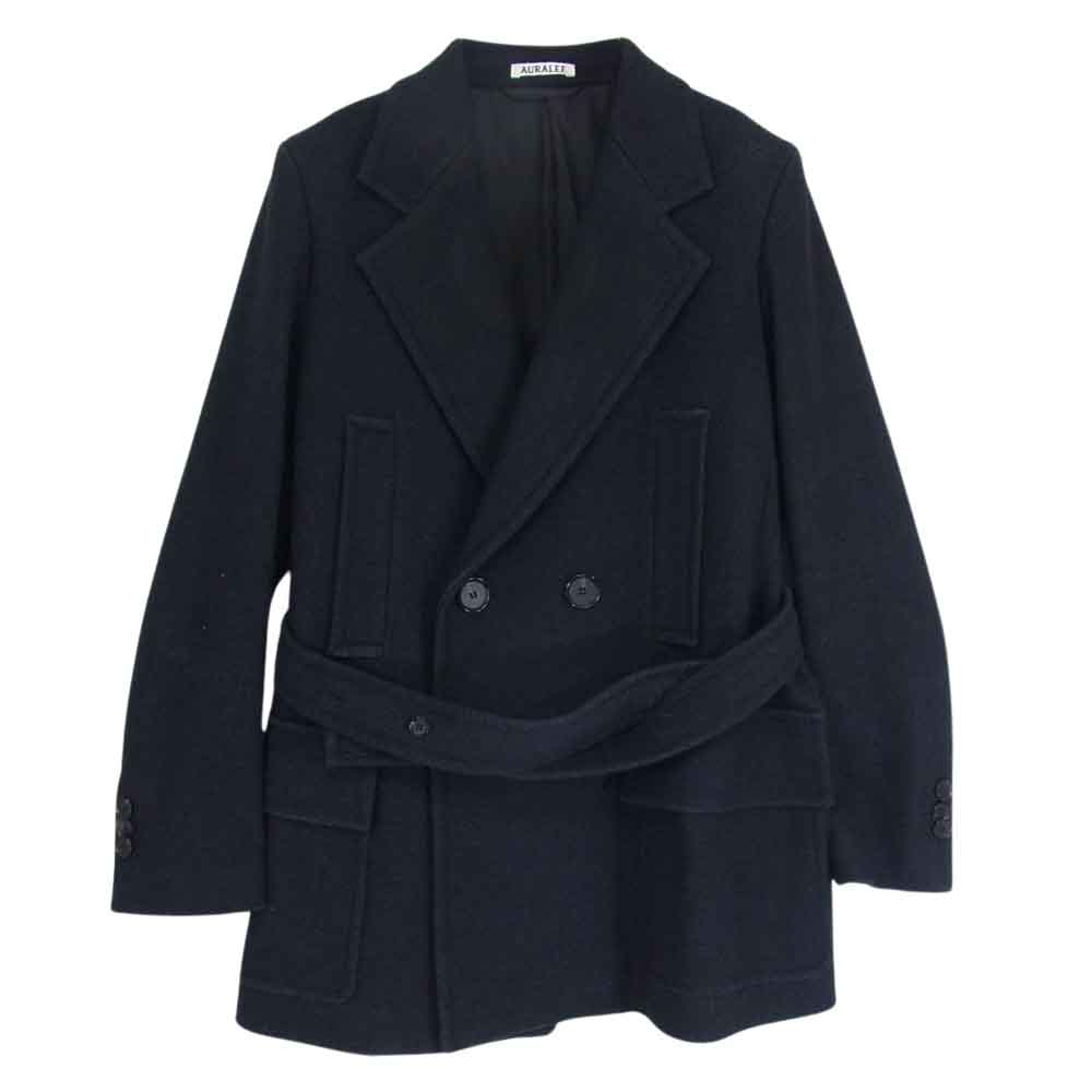 AURALEE オーラリー 19AW A9AJ05SN WOOL SILK MELTON HALF COAT ウール シルク メルトン ハーフコート ブラック系 レディース【古着】【中古】