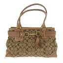 COACH コーチ J0673-10508 ハンプトンズ シグネチャー バッグ ブラウン系 レディース【中古】