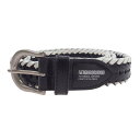 NEIGHBORHOOD ネイバーフッド ベルト 24SS 241PKNH-AC02 LEATHER MESH BELT レザーメッシュ ベルト ブラック系 ホワイト系 F メンズ【中古】