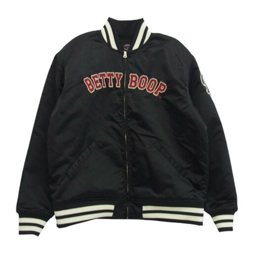 ブレイブマン the brave man BETTY BOOP ベティちゃん スタジアム ジャケット ブラック系 XXL メンズ【古着】【中古】 ブレイブマン the brave man BETTY BOOP ベティちゃん スタジアム ジャケット ブラック系 XXL メンズ【古着】【中古】